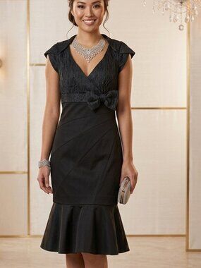 Karen Millen black mermaid dress with bow and flounce Sz S